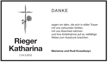 Traueranzeige von Katharina Rieger von Pegnitz-Zeitung
